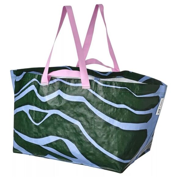Marimekko IKEA BASTUA Tote Large Blue Green Leaf Pattern Reusable Shopping Tote - Picture 2 of 8